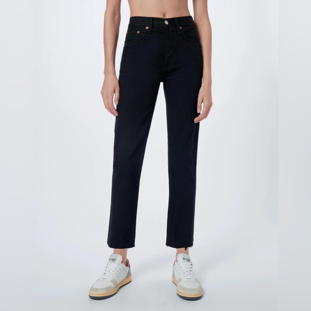 RE/DONE Comfort Stretch High-Rise Stovepipe Jeans in Jet Black